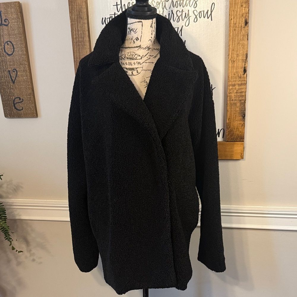 n:PHILANTHROPY Black Sherpa Shearling Coat